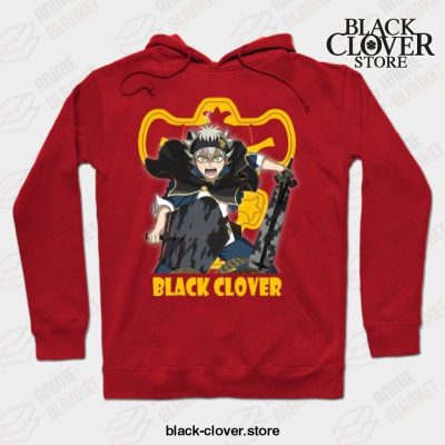 Love Fantasy Manga Black Asta Clover Hoodie Red / S