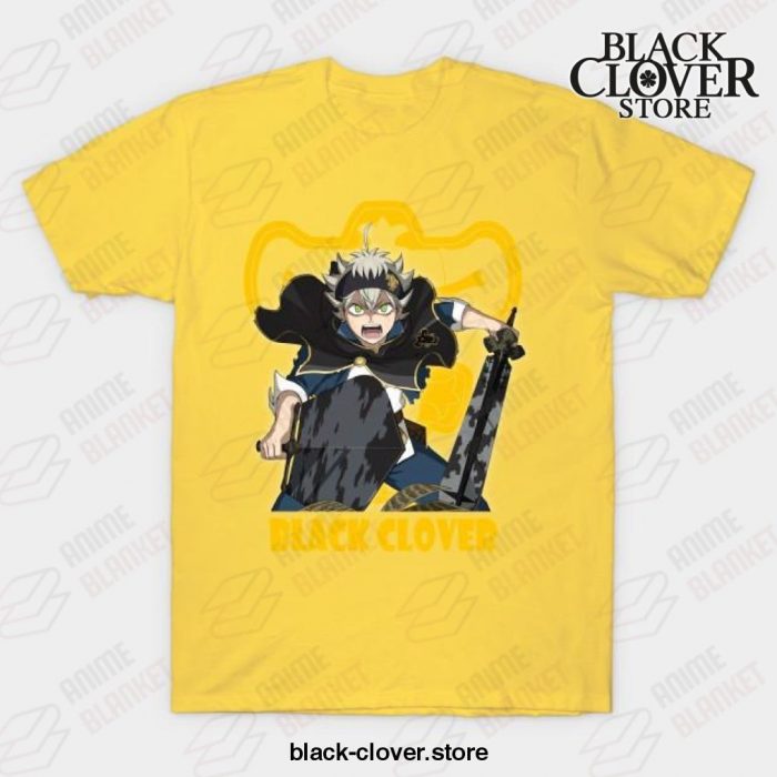 Love Fantasy Manga Black Asta Clover T-Shirt Yellow / S