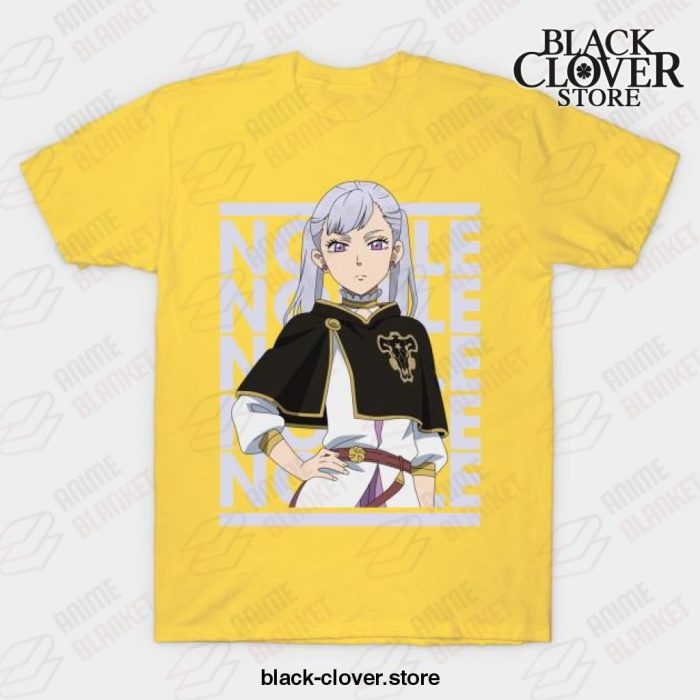 Noelle - Black Anime Clover T-Shirt Yellow / S