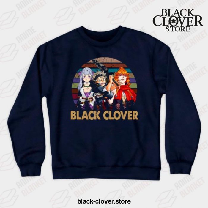 Vintage Black Anime Clover Noelle Asta Yuno Crewneck Sweatshirt Navy Blue / S