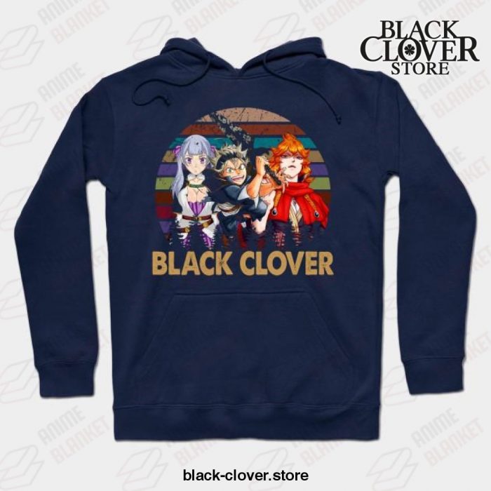 Vintage Black Anime Clover Noelle Asta Yuno Hoodie Navy Blue / S