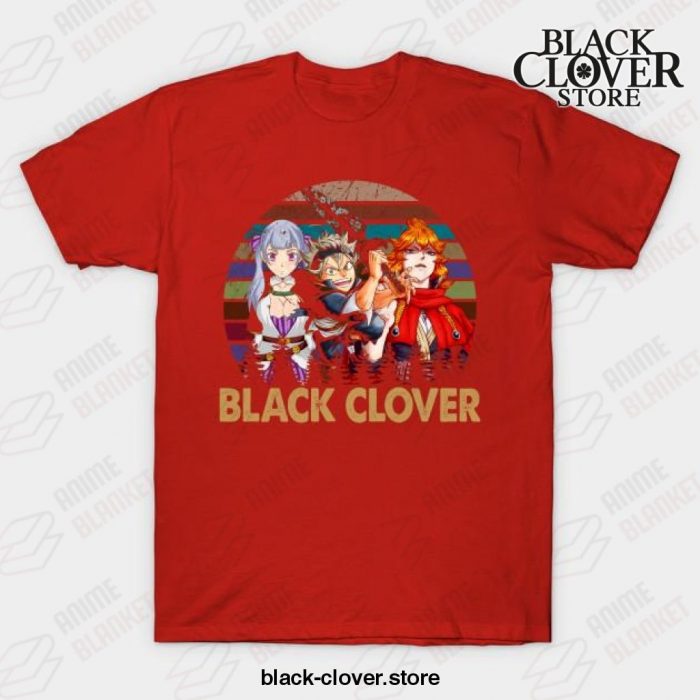 Vintage Black Anime Clover Noelle Asta Yuno T-Shirt Red / S