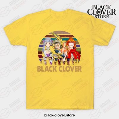 Vintage Black Anime Clover Noelle Asta Yuno T-Shirt Yellow / S