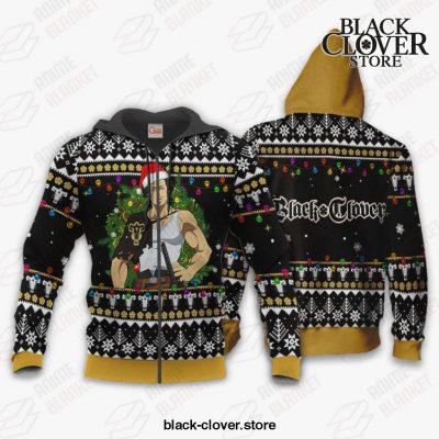 Yami Sukehiro Ugly Christmas Sweater Black Clover Anime Xmas Gift Va11 Zip Hoodie / S All Over